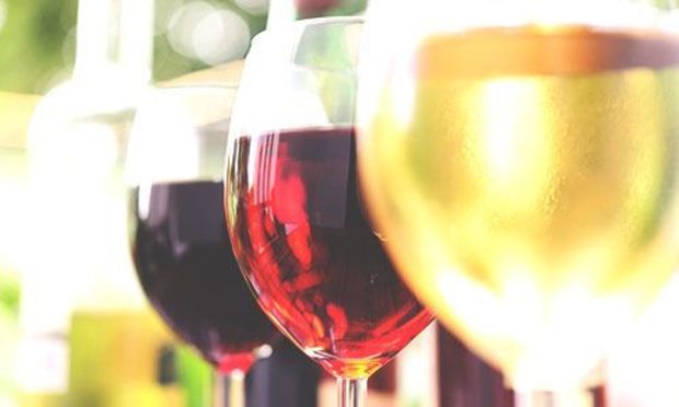 Glasses of wine in a row 