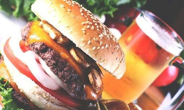 a  course meal and a beer eaten as part of a stag weekend