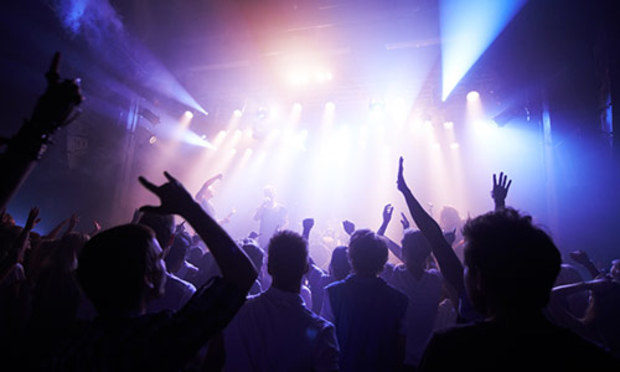 Stag party dancing in a night club in Magaluf