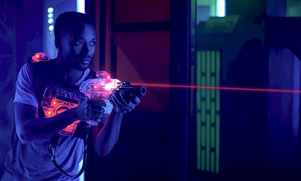 A man taking part in laser tag.