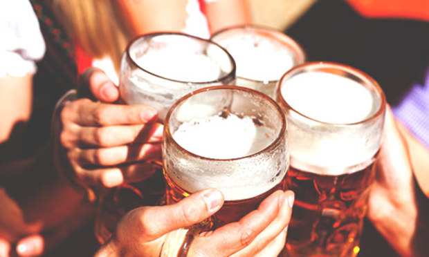 Images of men drinking beer.