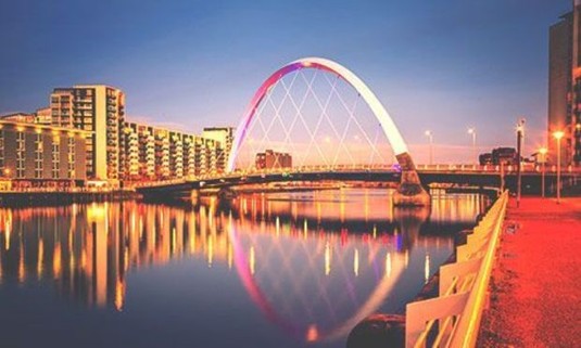 View up river of the Clyde Arc bridge. Discover Glasgow Stag Party ideas below: