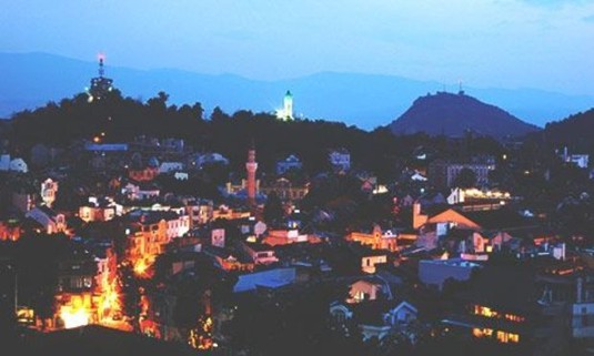 Nighttime view of Plovdiv Old Town on three of the city's hills. Explore Plovdiv Stag Party ideas below: