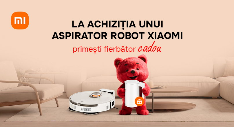 a achiziţia unui aspirator robot Xiaomi, primeşti fierbător cadou