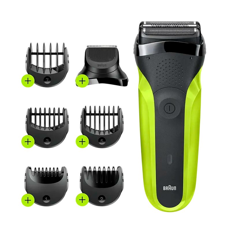 Электробритва мужская Braun 300BT Чёрный | Зелёный