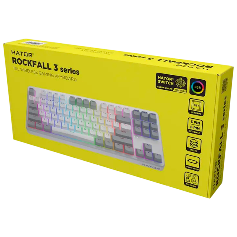 Tastatură HATOR Rockfall 3 TKL Mecanic Alb