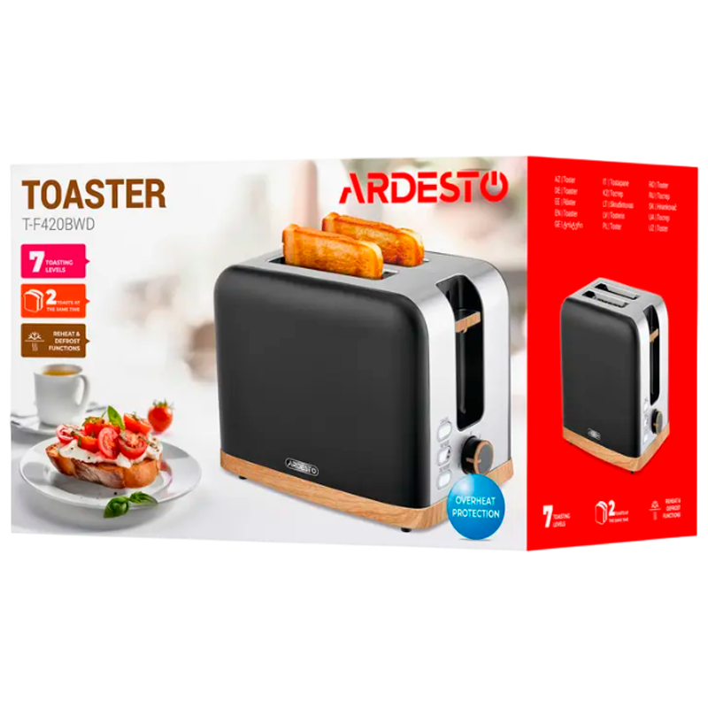 Toaster Ardesto T-F420BWD Negru | Oţel inoxidabil
