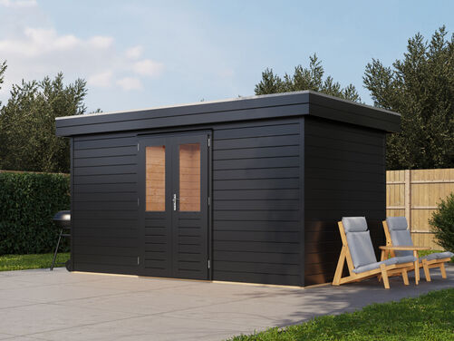 4.2mtr x 2.4mtr 44mm walled Flat Roof Cabin