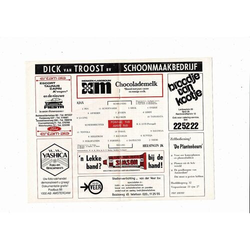 Ajax v HJK Helsinki European Cup Football Programme 1979/80