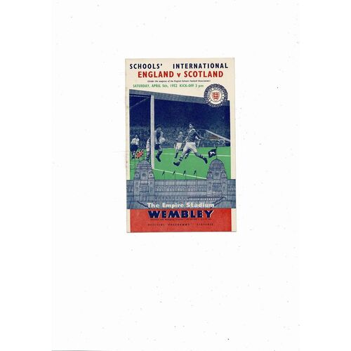 England v Scotland Schools International Programme 1951/52 England v Scotland Schools International Programme 1951/52 - Duncan Edwards