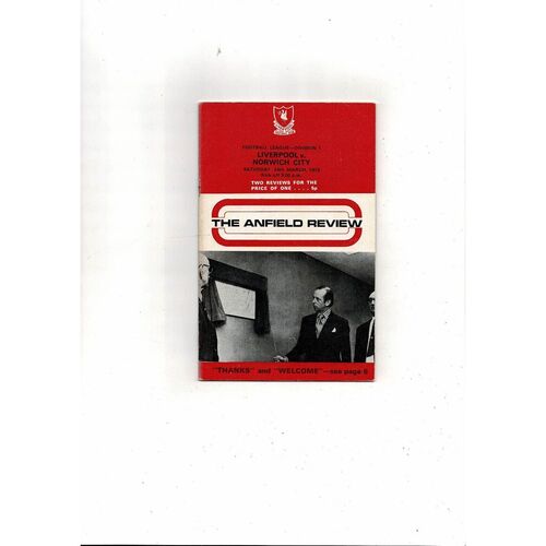 1972/73 Liverpool v Norwich City Football Programme + League Review