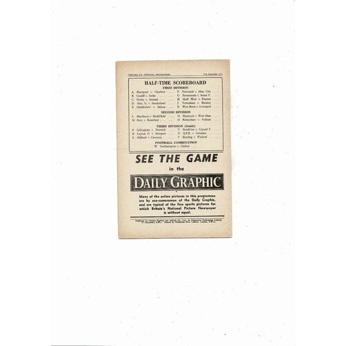 1952/53 Chelsea v Wolves Football Programme