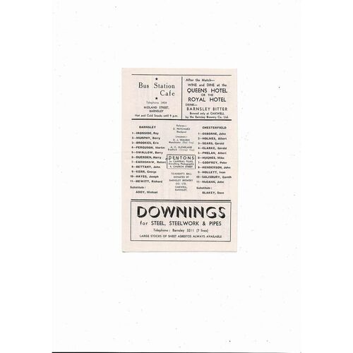1965/66 Barnsley v Chesterfield Football Programme