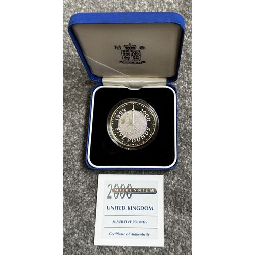 2000 Millennium Silver Proof £5 Coin - 28.28g