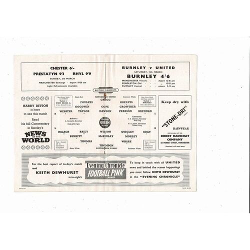 1957/58 Manchester United v Nottingham Forest Football Programme