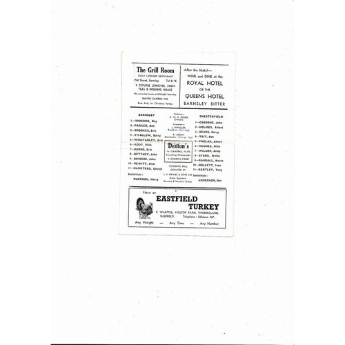 1966/67 Barnsley v Chesterfield Football Programme