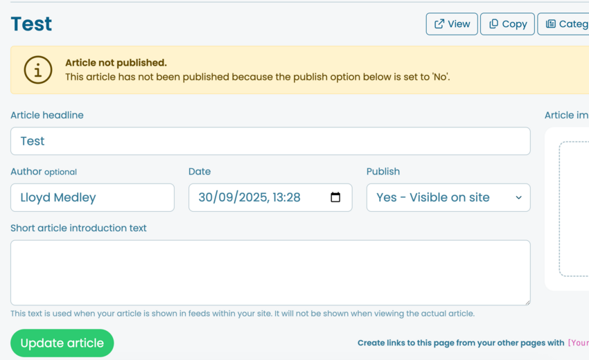 Webfactory article publisher before update