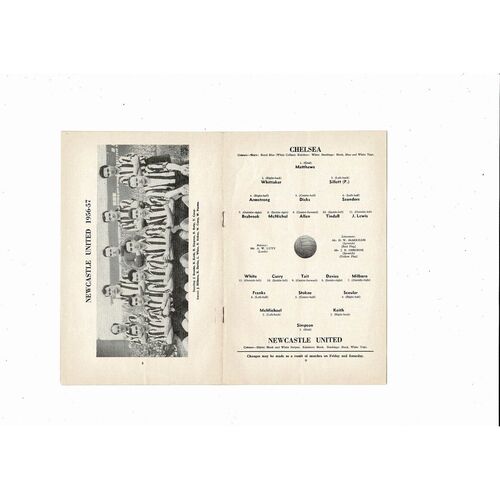 1956/57 Chelsea v Newcastle United Football Programme