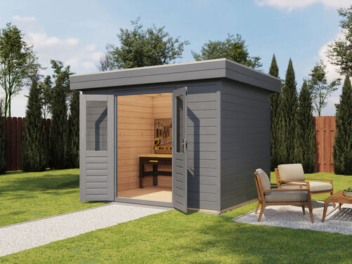 3.0mtr x 2.4mtr 28mm walled Flat Roof Cabin