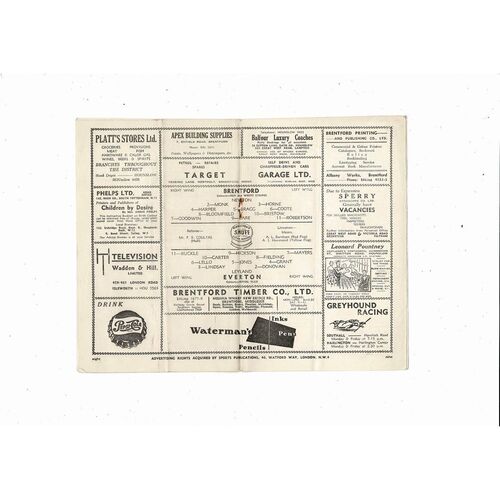 1953/54 Brentford v Everton Football Programme