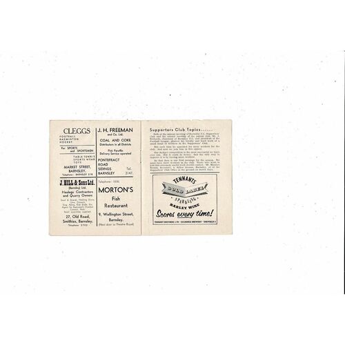 1961/62 Barnsley v Queens Park Rangers Football Programme