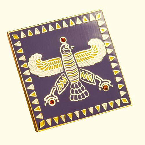 Badge. The Persian Falcon. Purple with 3 Yellow Stones.