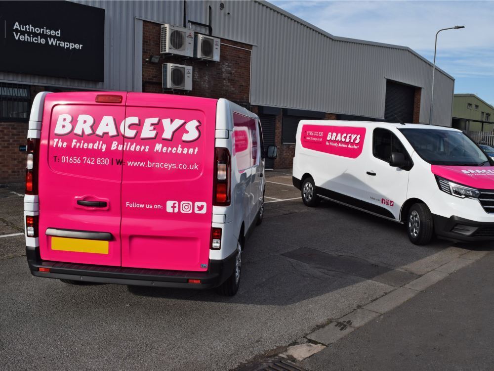 Partial van wrap and graphics on company Renault Trafic van.