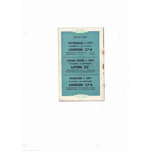 1956/57 Manchester City v Aston Villa Football Programme
