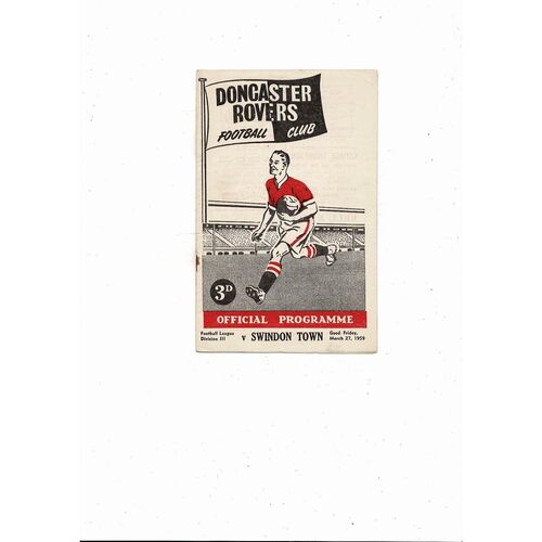 1958/59 Doncaster Rovers v Swindon Town Football Programme