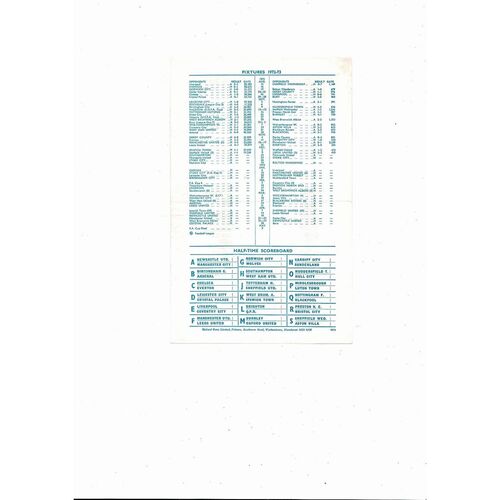 Manchester City v Stoke City Central League Football Programme 1972/73