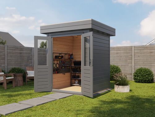 1.8mtr x 1.8mtr 28mm walled Flat Roof Cabin