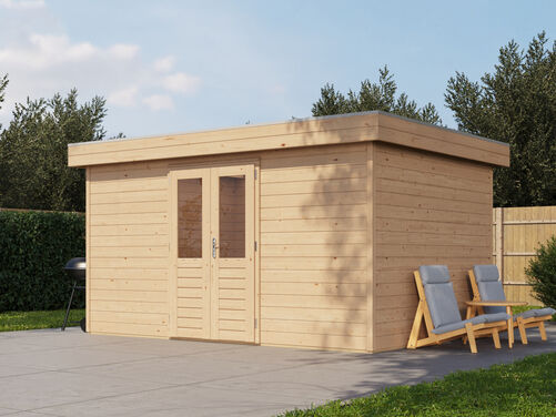 4.2mtr x 3.0mtr 44mm walled Flat Roof Cabin