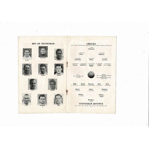 1954/55 Chelsea v Tottenham Hotspur Championship Season Football Programme