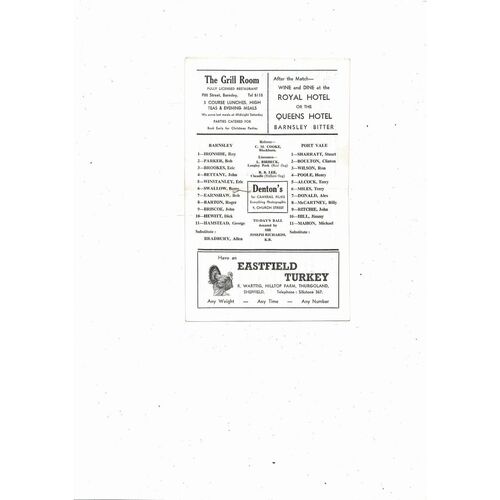 1966/67 Barnsley v Port Vale Football Programme