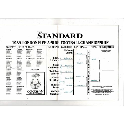 1984 London Five a side Football Programme