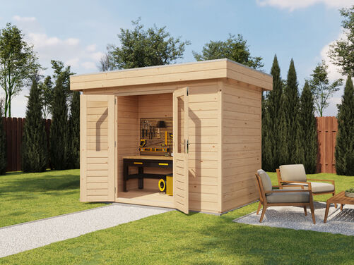 3.0mtr x 1.8mtr 28mm walled Flat Roof Cabin