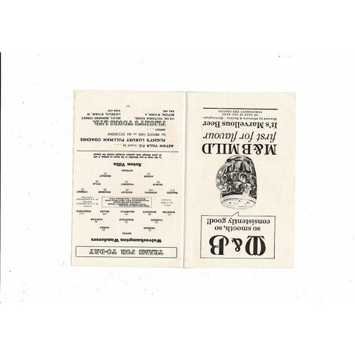 1964/65 Aston Villa v Wolves FA Cup Football Programme