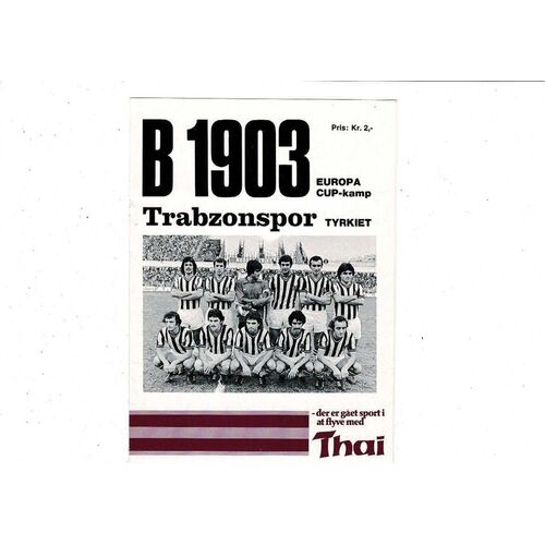 B1903 Copenhagen v Trabzonspor European Cup Football Programme 1977/78