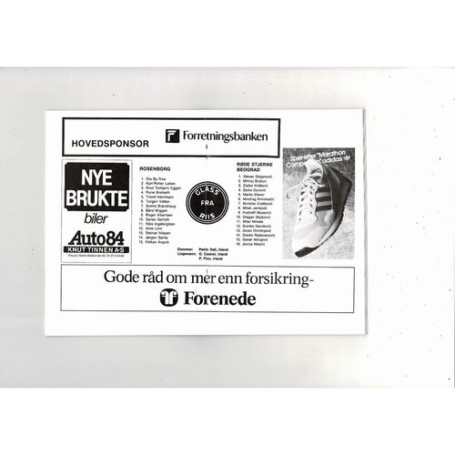 Rosenborg v Rode Stjerne European Cup Football Programme 1986/87