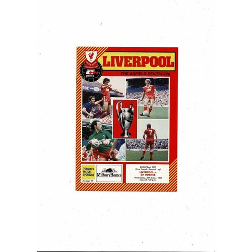 Liverpool v Odense European Cup Football Programme 1983/84