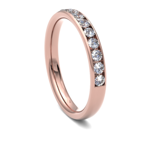 9ct 3mm DIAMOND SET round brilliant cut channel 