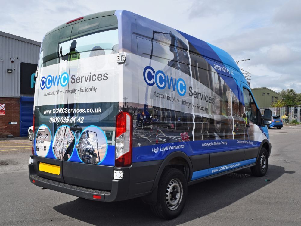 Full printed wrap on Ford Transit van.