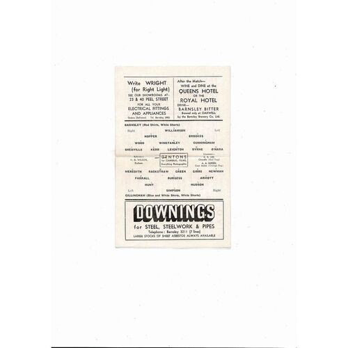 1964/65 Barnsley v Gillingham Football Programme