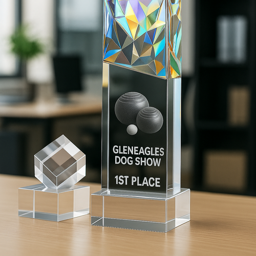 The Super Large Gleneagles 3D Tricolour Trophy, Award, Presentation Crystal