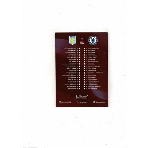 2022/23 Aston Villa v Chelsea Women's FA Cup Final Football Programme