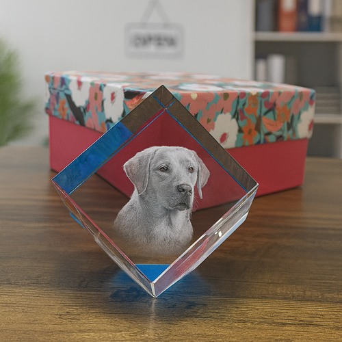 The Stunning 3D Iona Ocean Blue Colour Cube Crystal