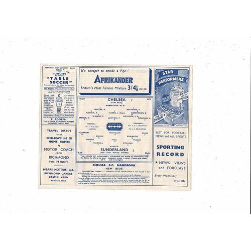 1947/48 Chelsea v Sunderland Football Programme