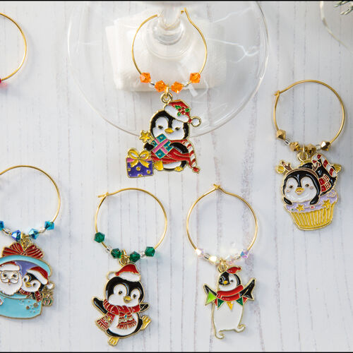 Christmas Penguins Wine Glass Charms
