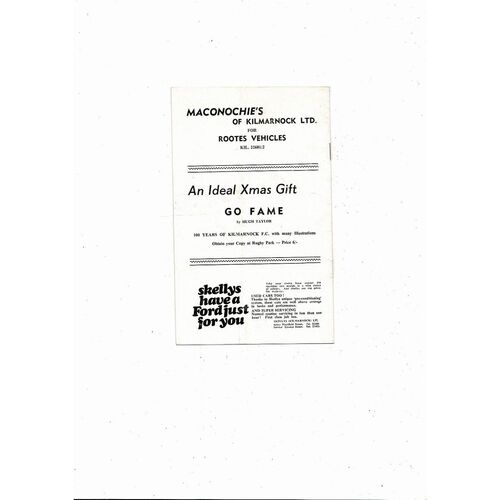 Kilmarnock v J.S.K. Slavia Fairs Cup Football Programme 1969/70