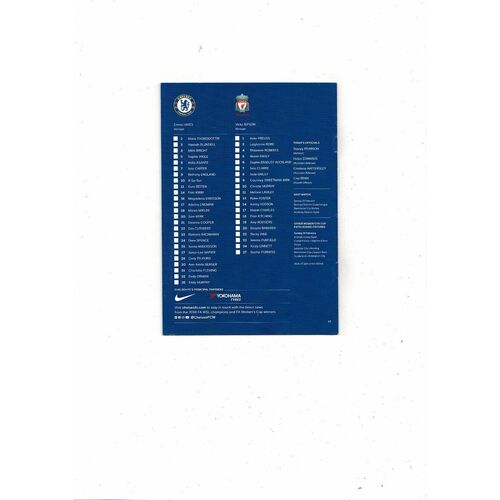 2019/20 Chelsea v Liverpool Women's FA Cup Football Programme